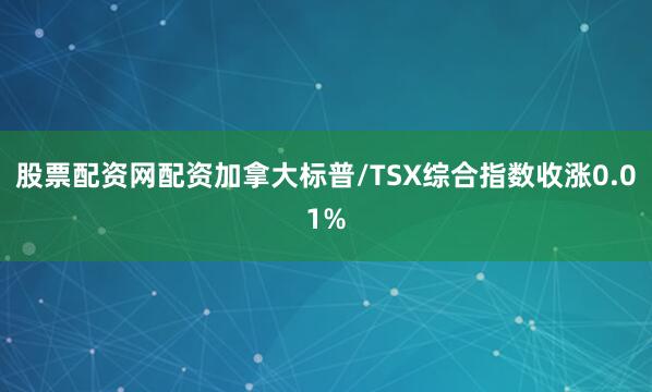 股票配资网配资加拿大标普/TSX综合指数收涨0.01%